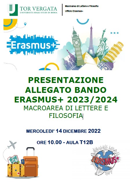 PRESENTAZIONE ALLEGATO BANDO ERASMUS+ 2023/2024 MACROAREA DI LETTERE E FILOSOFIA
