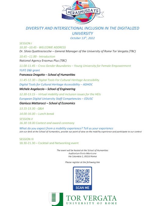 DIVERSITY AND INTERSECTIONAL INCLUSION IN THE DIGITALIZED UNIVERSITY October 13th, 2022